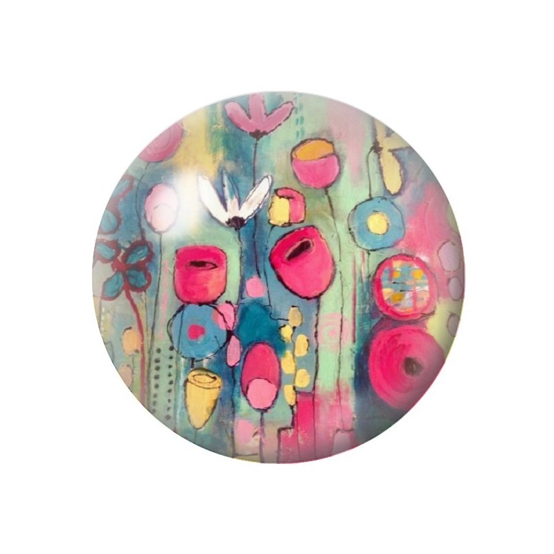 Cabochon en Verre Illustré Fleurs 12 à 25mm