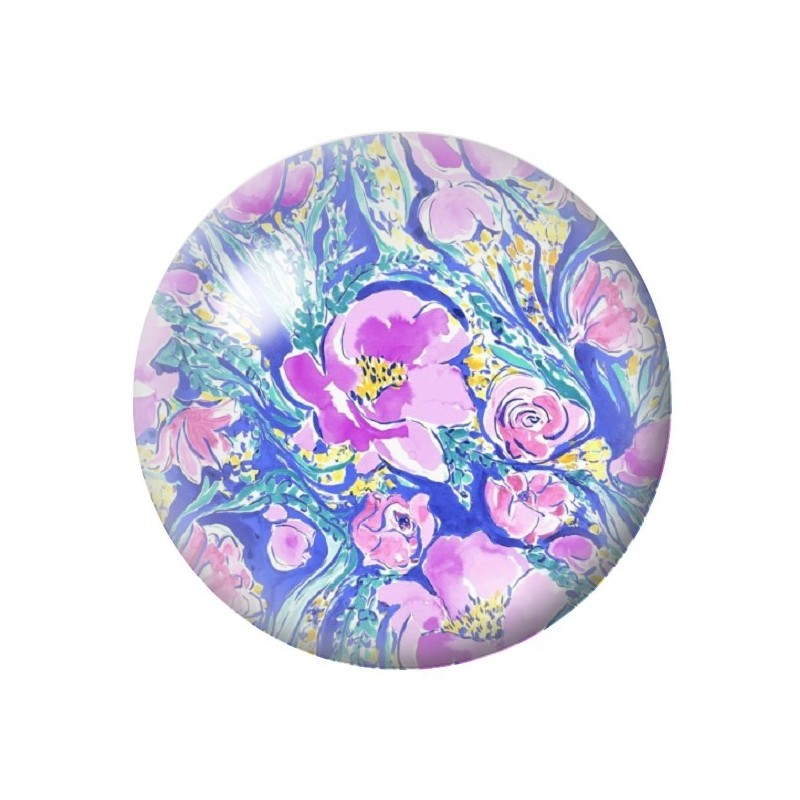 Cabochon en Verre Illustré Fleurs 12 à 25mm