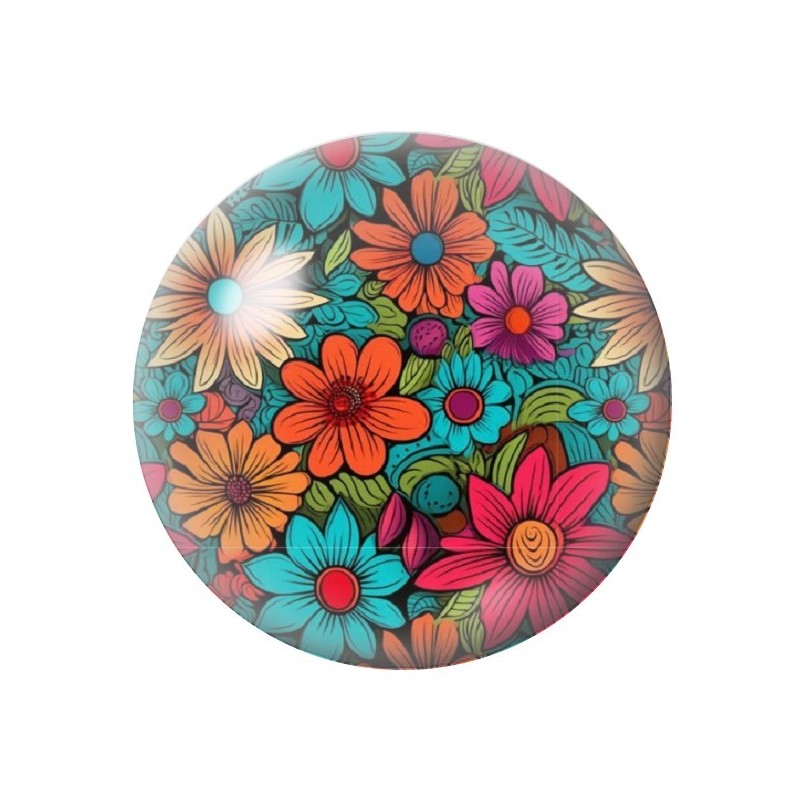 Cabochon en Verre Illustré Fleurs 12 à 25mm