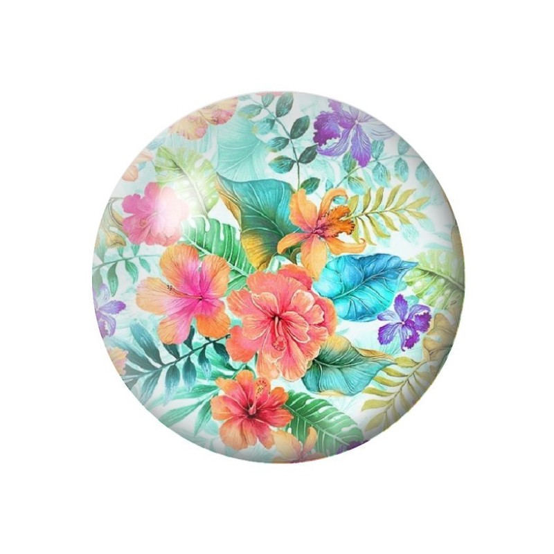Cabochon en Verre Illustré Fleurs 12 à 25mm