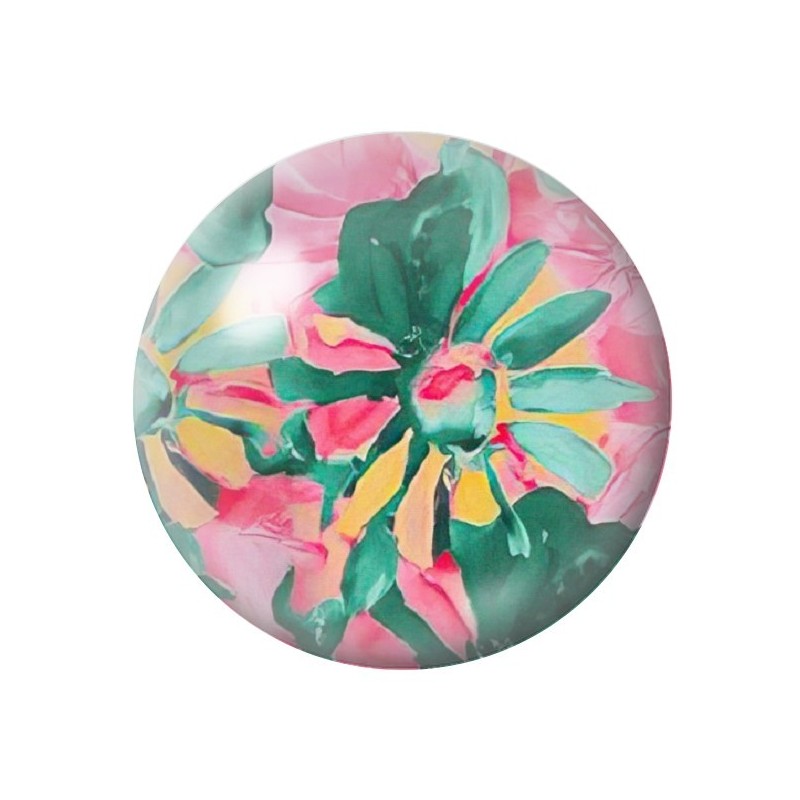 Cabochon en Verre Illustré Fleurs 12 à 25mm
