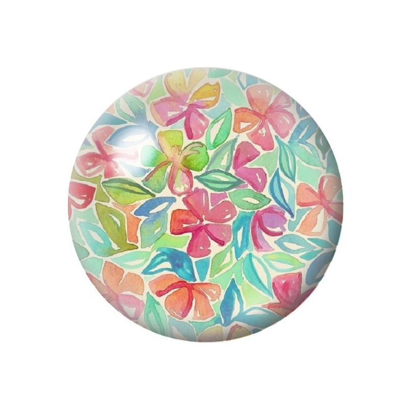 Cabochon en Verre Illustré Fleurs 12 à 25mm