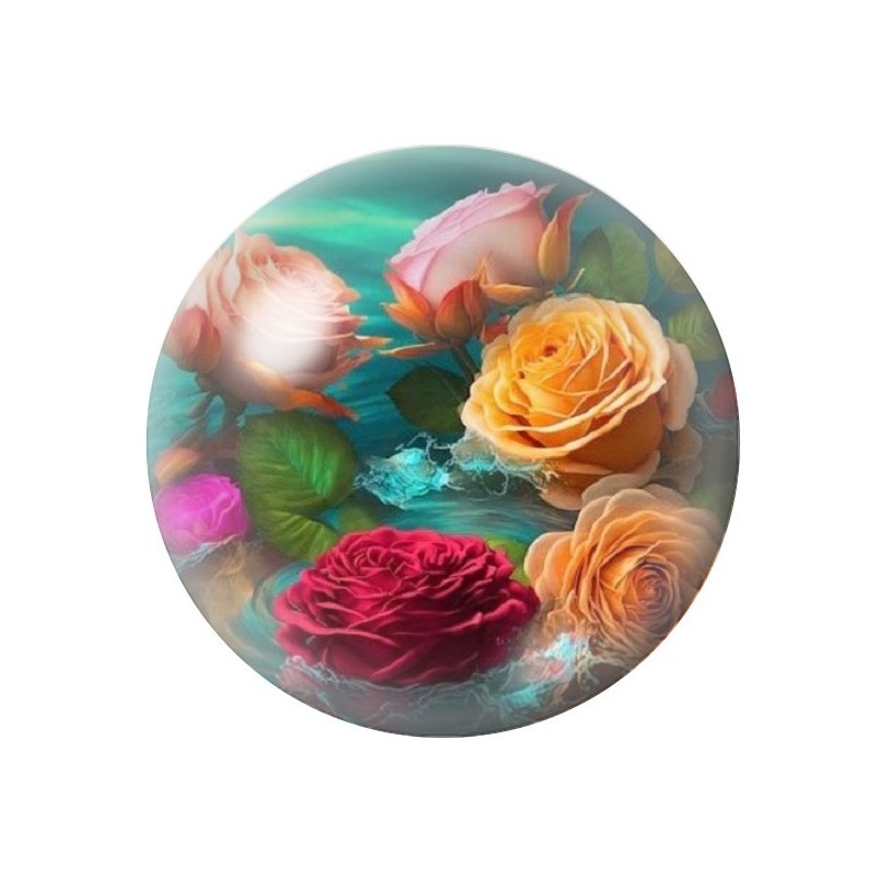 Cabochon en Verre Illustré Fleurs 12 à 25mm