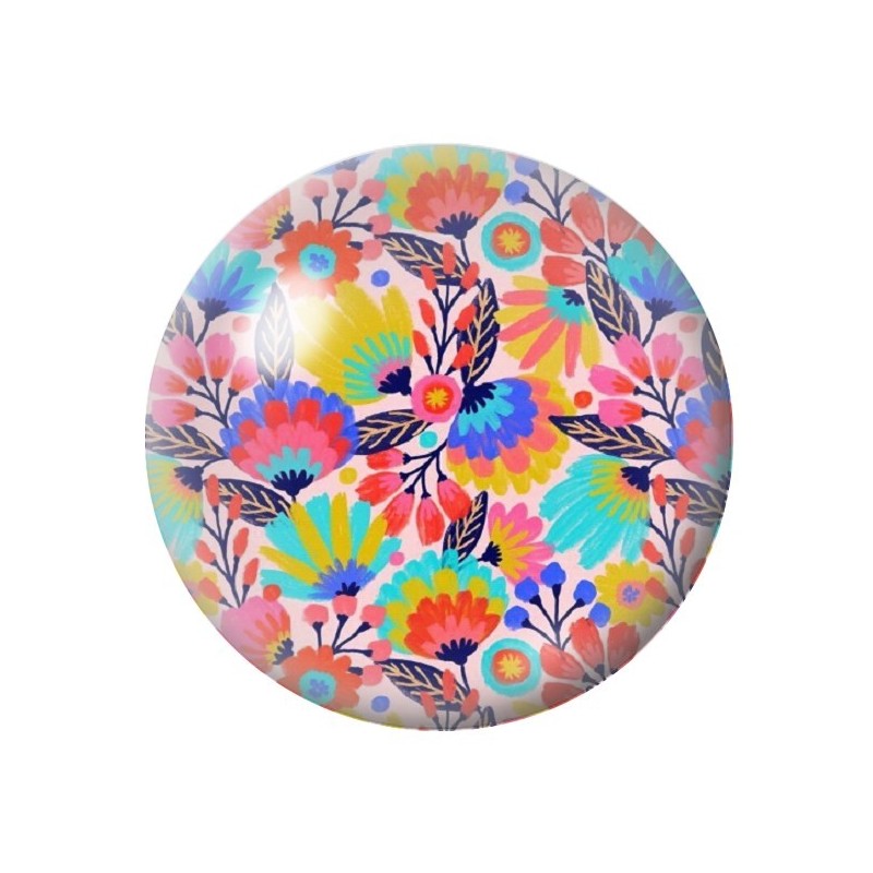 Cabochon en Verre Illustré Fleurs 12 à 25mm
