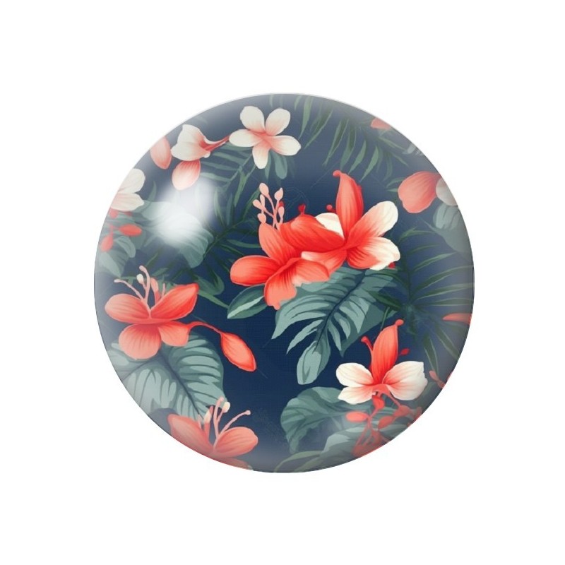 Cabochon en Verre Illustré Fleurs 12 à 25mm