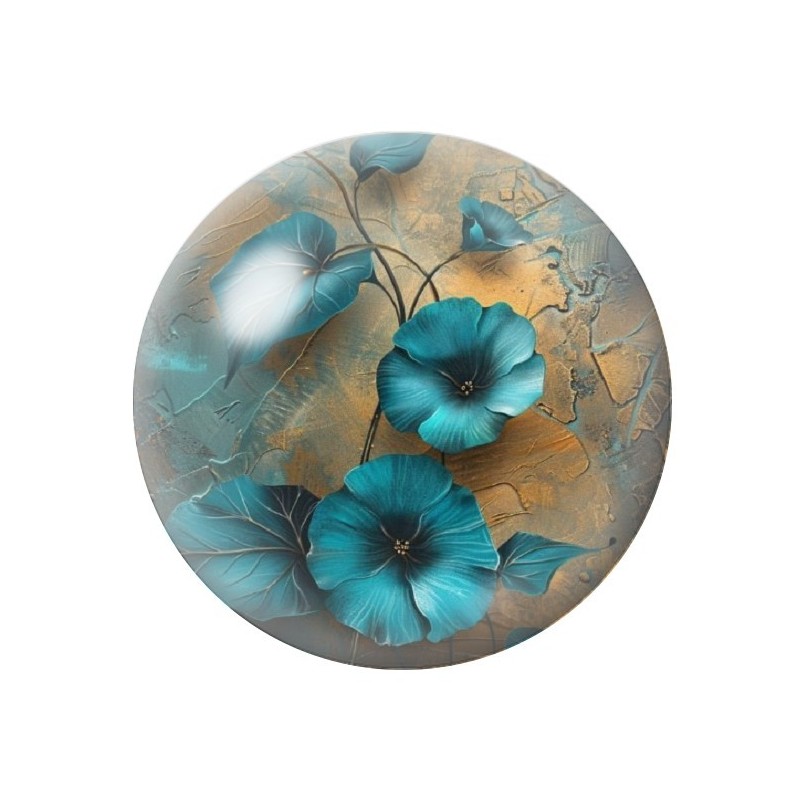 Cabochon en Verre Illustré Fleurs 12 à 25mm