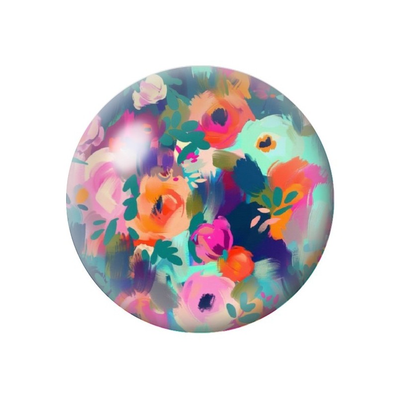 Cabochon en Verre Illustré Fleurs 12 à 25mm