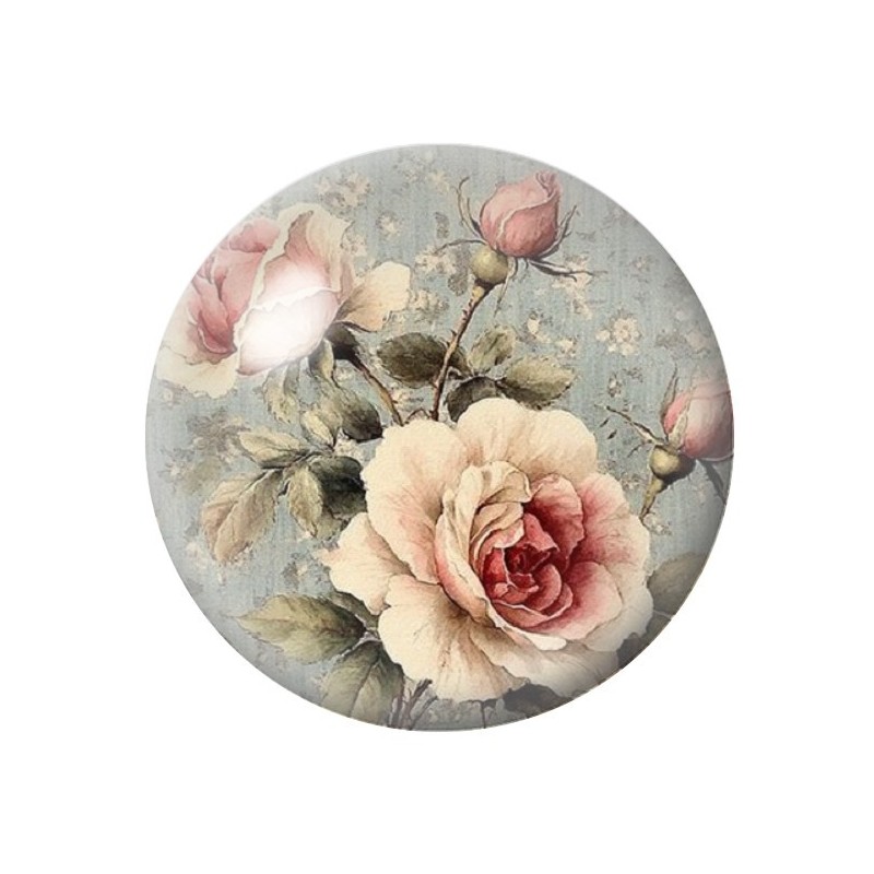 Cabochon en Verre Illustré Fleurs 12 à 25mm
