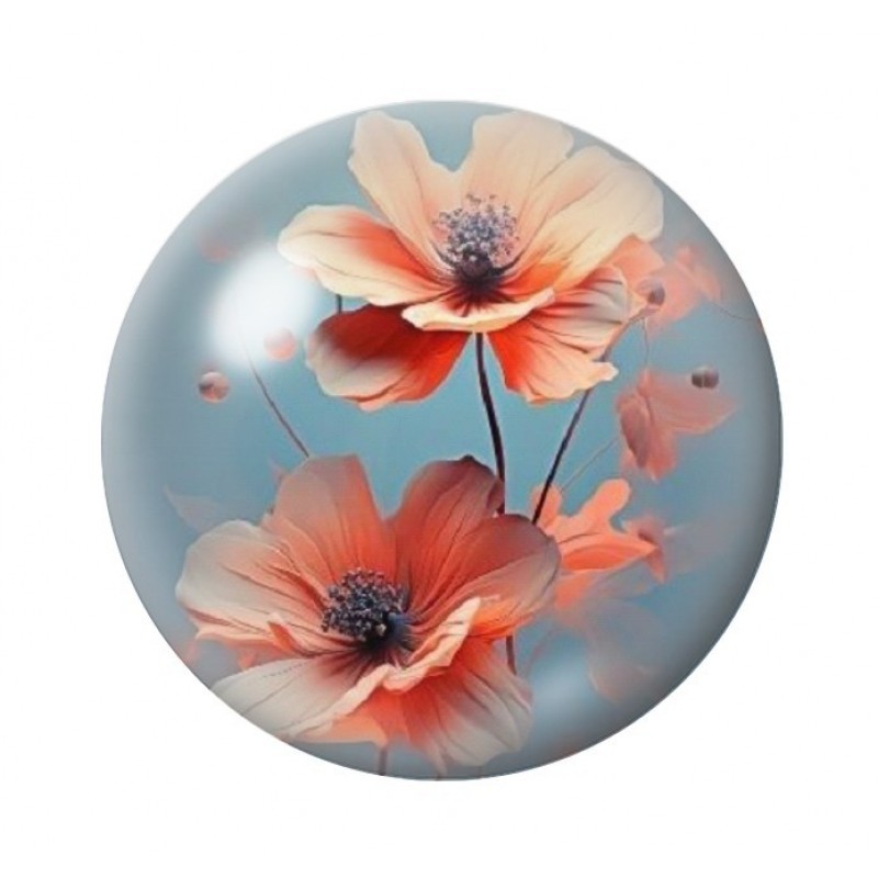 Cabochon en Verre Illustré Fleurs 12 à 25mm