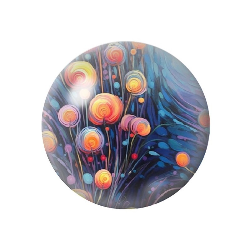 Cabochon en Verre Illustré Fleurs 12 à 25mm