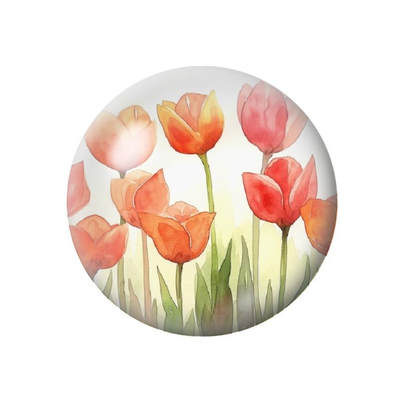 Cabochon en Verre Illustré Fleurs 12 à 25mm