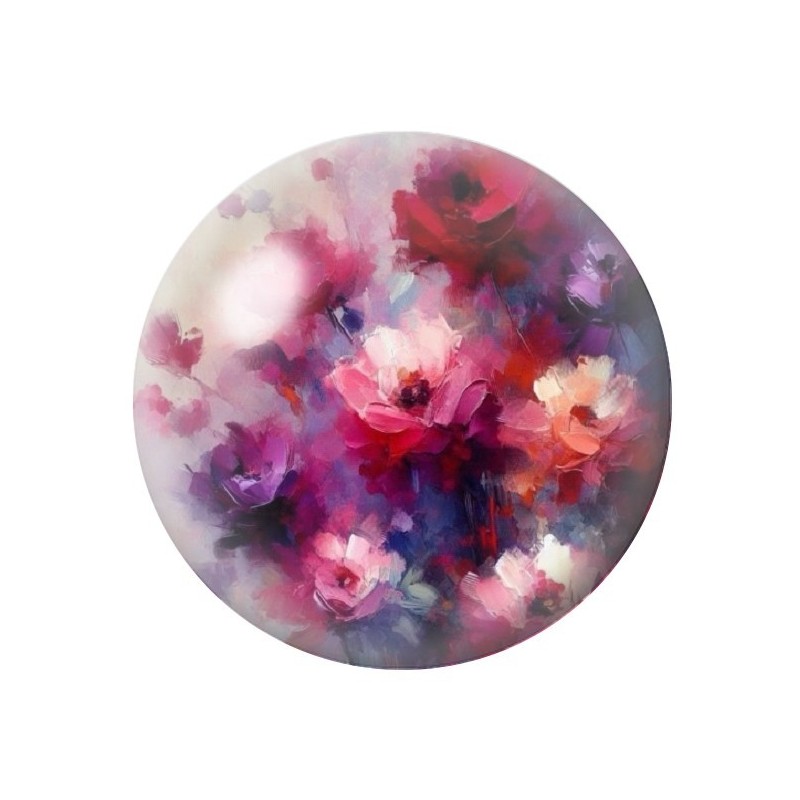 Cabochon en Verre Illustré Fleurs 12 à 25mm