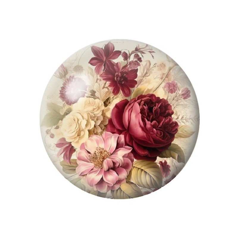 Cabochon en Verre Illustré Fleurs 12 à 25mm
