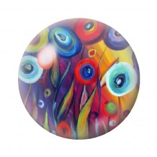 Cabochon en Verre Illustré Fleurs 12 à 25mm pour la création de bijoux fantaisie - DIY