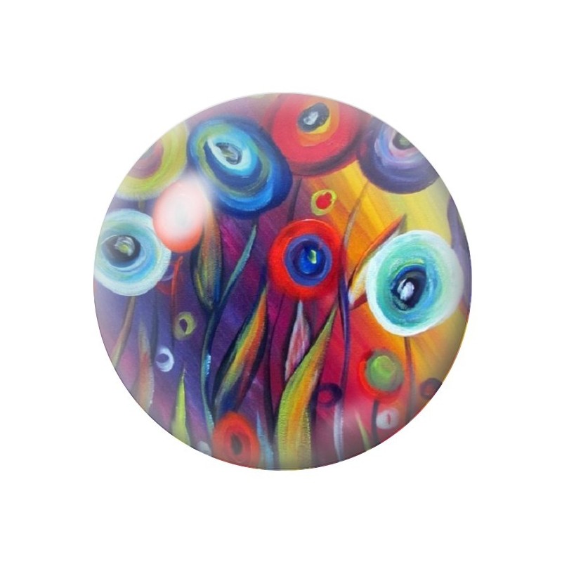 Cabochon en Verre Illustré Fleurs 12 à 25mm