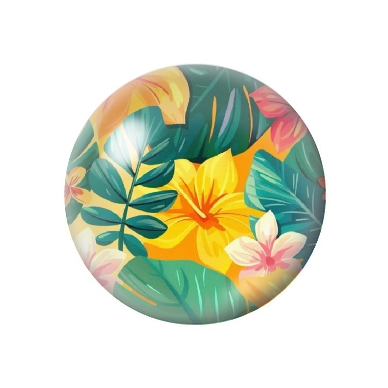 Cabochon en Verre Illustré Fleurs 12 à 25mm