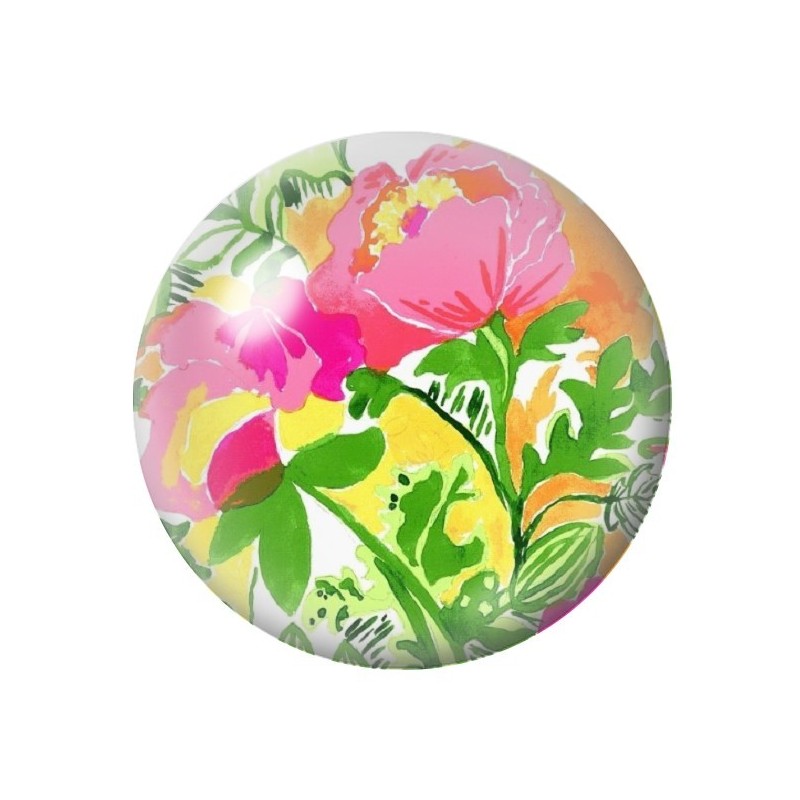 Cabochon en Verre Illustré Fleurs 12 à 25mm