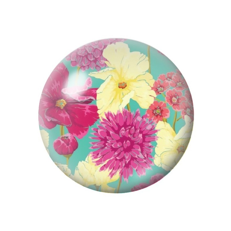 Cabochon en Verre Illustré Fleurs 12 à 25mm
