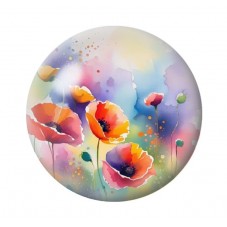 Cabochon en Verre Illustré Fleurs 12 à 25mm pour la création de bijoux fantaisie - DIY