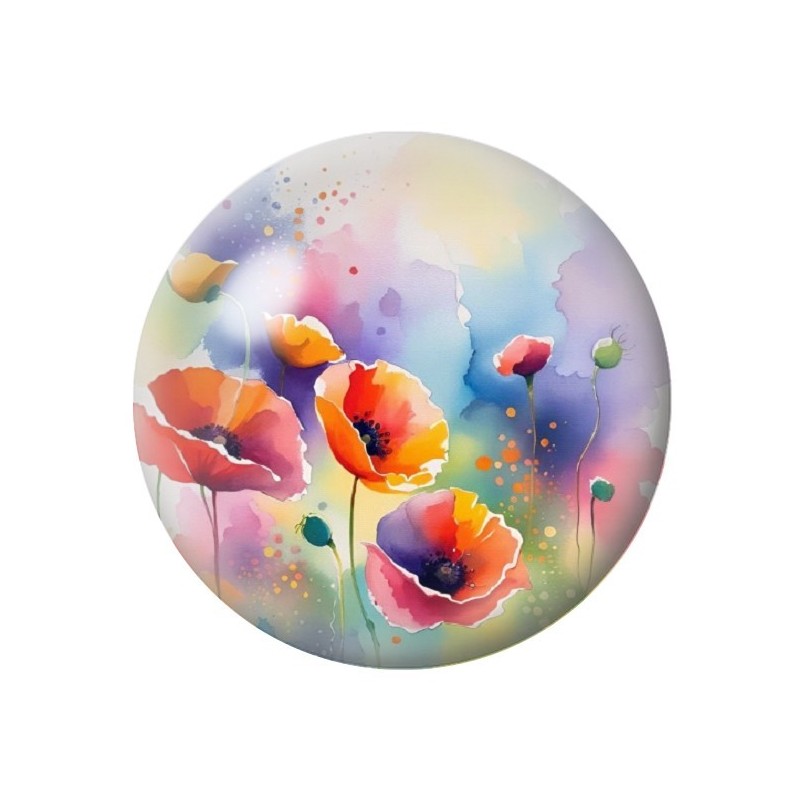 Cabochon en Verre Illustré Fleurs 12 à 25mm