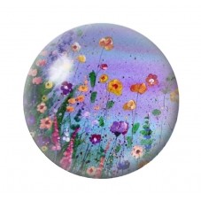 Cabochon en Verre Illustré Fleurs 12 à 25mm pour la création de bijoux fantaisie - DIY