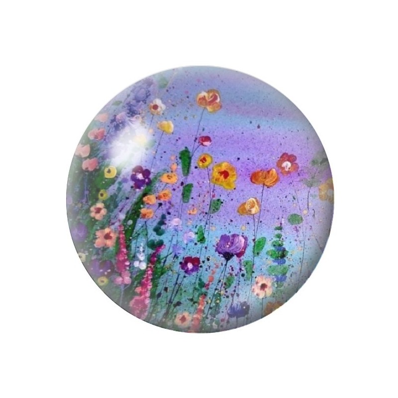 Cabochon en Verre Illustré Fleurs 12 à 25mm