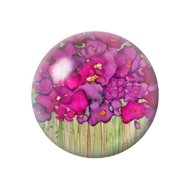 Cabochon en Verre Illustré Fleurs 12 à 25mm