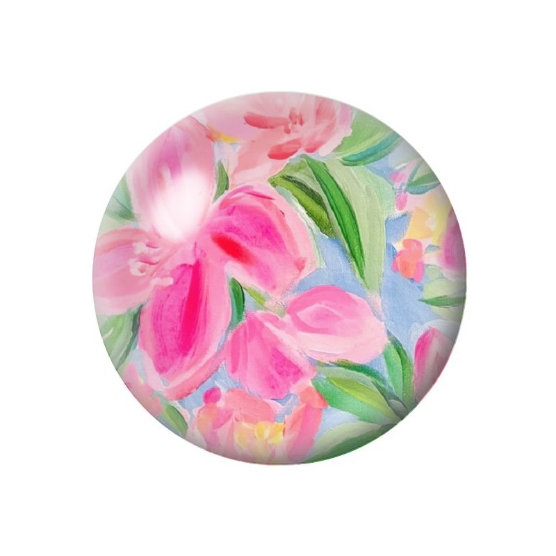 Cabochon en Verre Illustré Fleurs 12 à 25mm