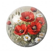 Cabochon en Verre Illustré Fleurs 12 à 25mm pour la création de bijoux fantaisie - DIY