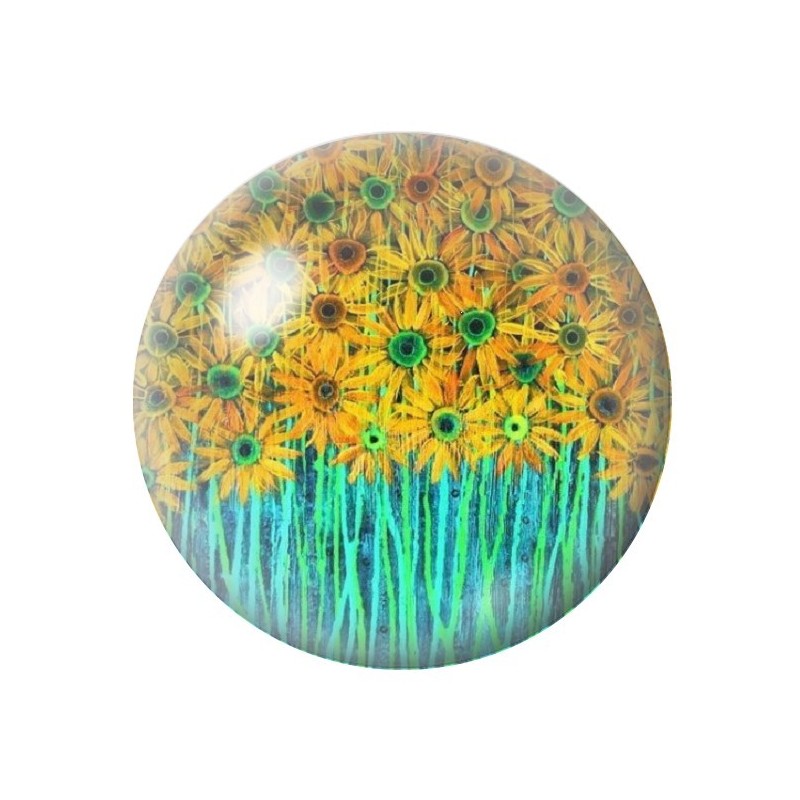 Cabochon en Verre Illustré Fleurs 12 à 25mm