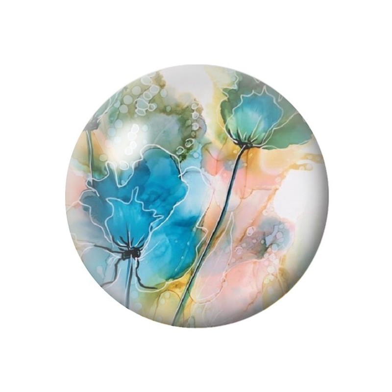 Cabochon en Verre Illustré Fleurs 12 à 25mm