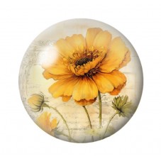 Cabochon en Verre Illustré Fleurs 12 à 25mm pour la création de bijoux fantaisie - DIY