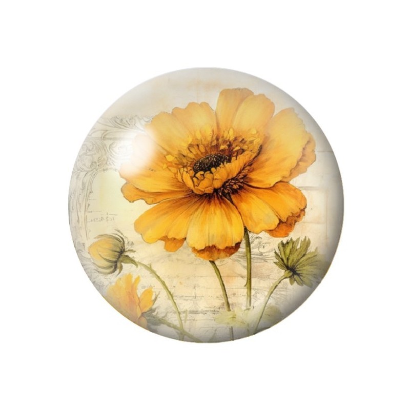 Cabochon en Verre Illustré Fleurs 12 à 25mm