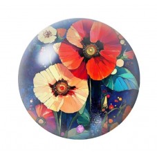 Cabochon en Verre Illustré Fleurs 12 à 25mm pour la création de bijoux fantaisie - DIY