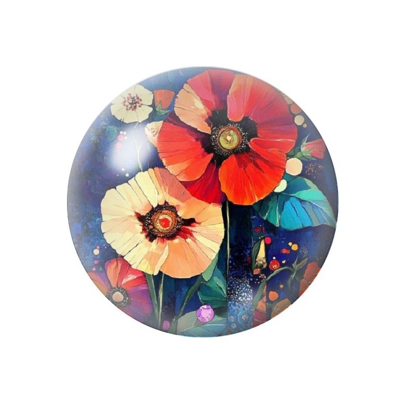 Cabochon en Verre Illustré Fleurs 12 à 25mm