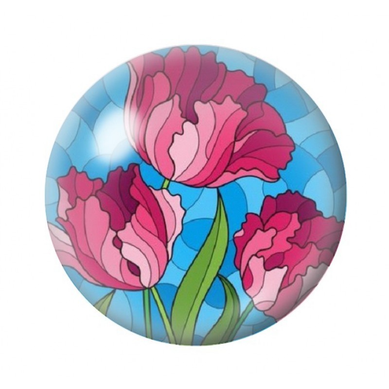 Cabochon en Verre Illustré Fleurs 12 à 25mm