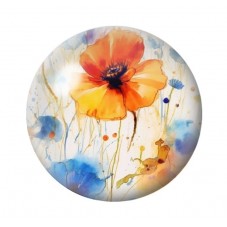 Cabochon en Verre Illustré Fleurs 12 à 25mm pour la création de bijoux fantaisie - DIY