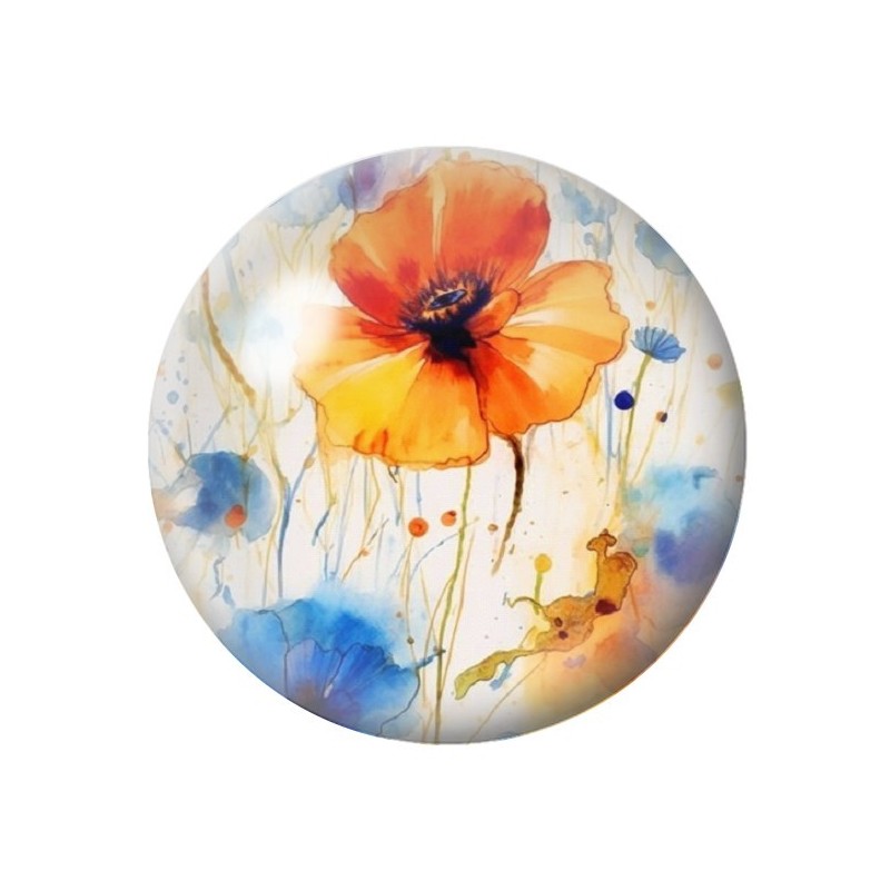 Cabochon en Verre Illustré Fleurs 12 à 25mm