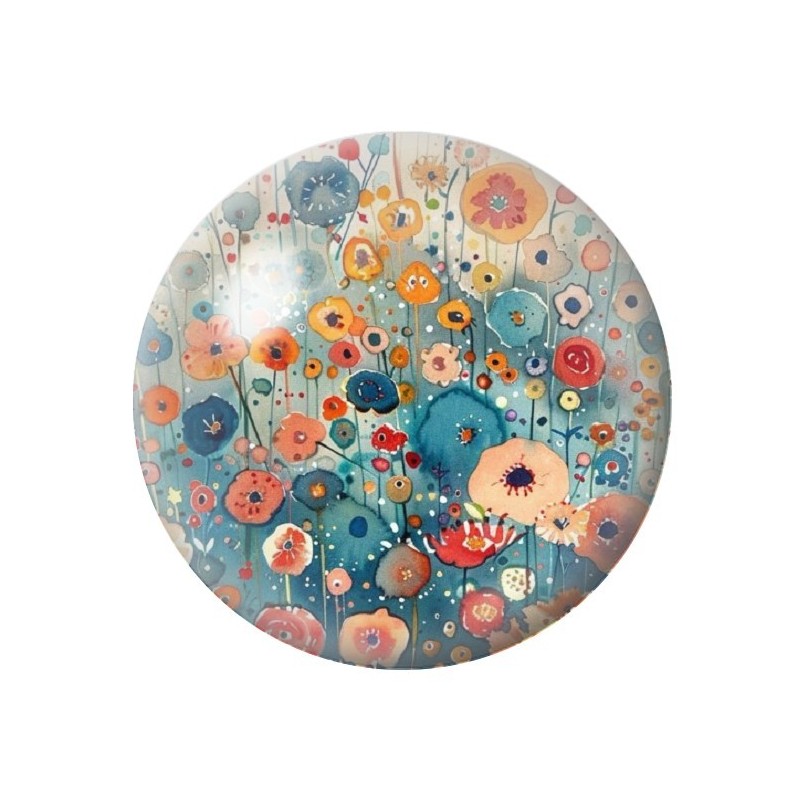 Cabochon en Verre Illustré Fleurs 12 à 25mm