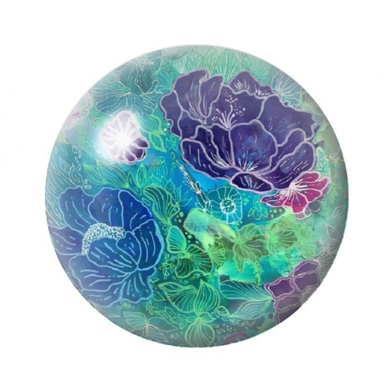Cabochon en Verre Illustré Fleurs 12 à 25mm
