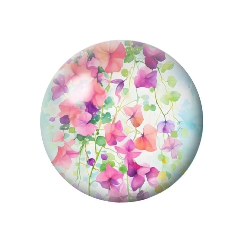 Cabochon en Verre Illustré Fleurs 12 à 25mm