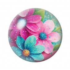 Cabochon en Verre Illustré Fleurs 12 à 25mm pour la création de bijoux fantaisie - DIY