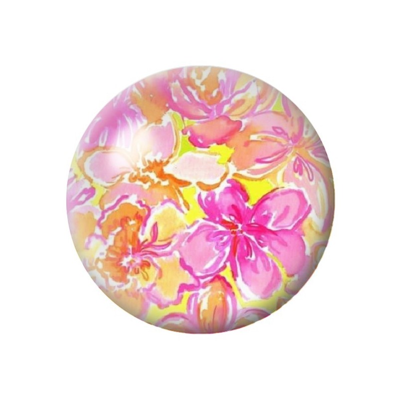 Cabochon en Verre Illustré Fleurs 12 à 25mm