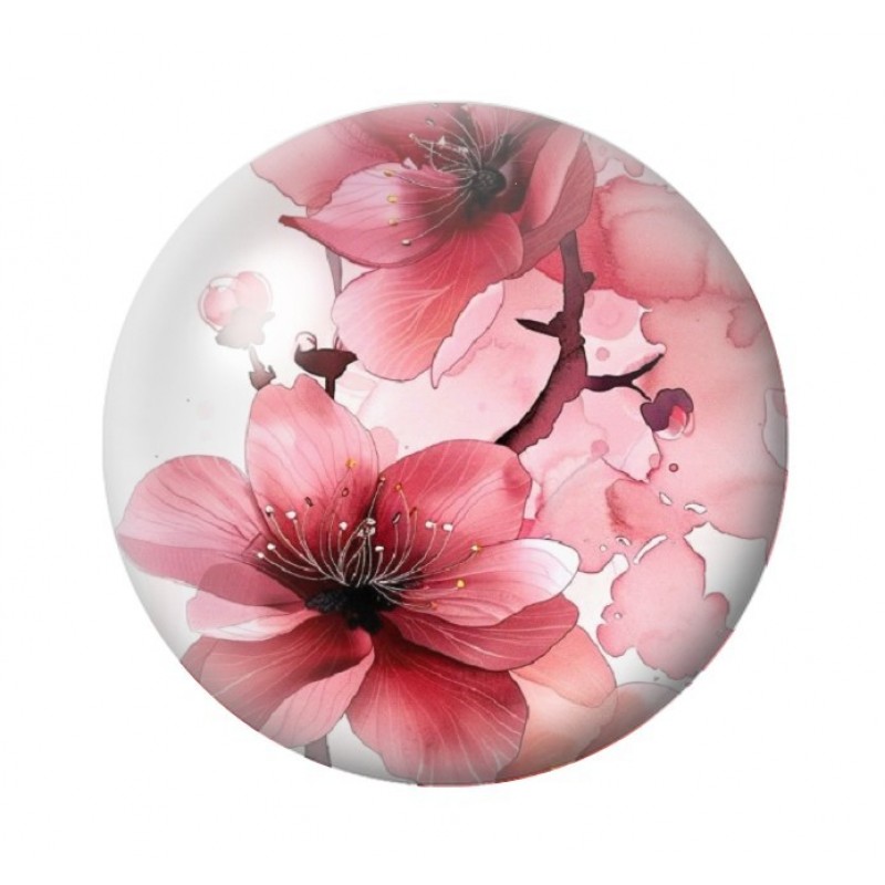 Cabochon en Verre Illustré Fleurs 12 à 25mm