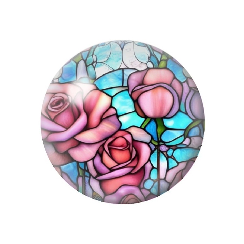 Cabochon en Verre Illustré Fleurs 12 à 25mm