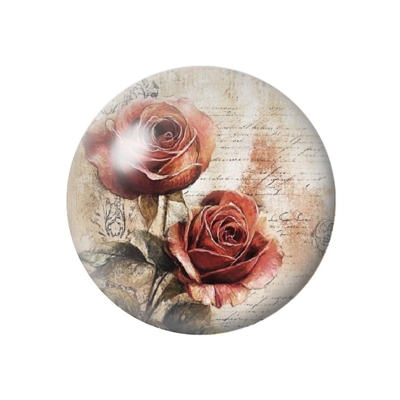 Cabochon en Verre Illustré Fleurs 12 à 25mm