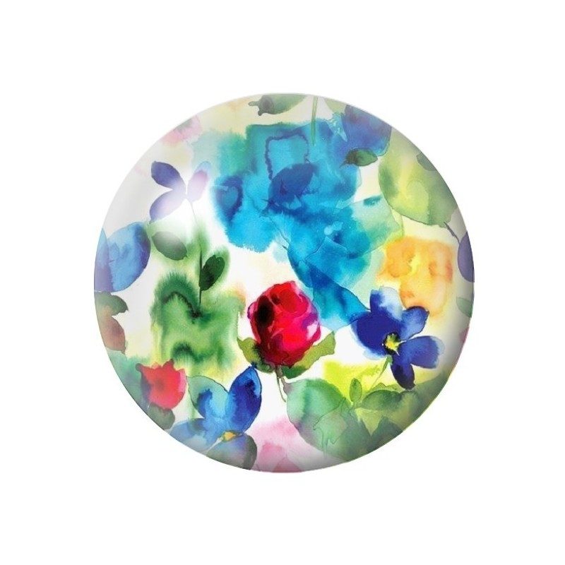 Cabochon en Verre Illustré Fleurs 12 à 25mm