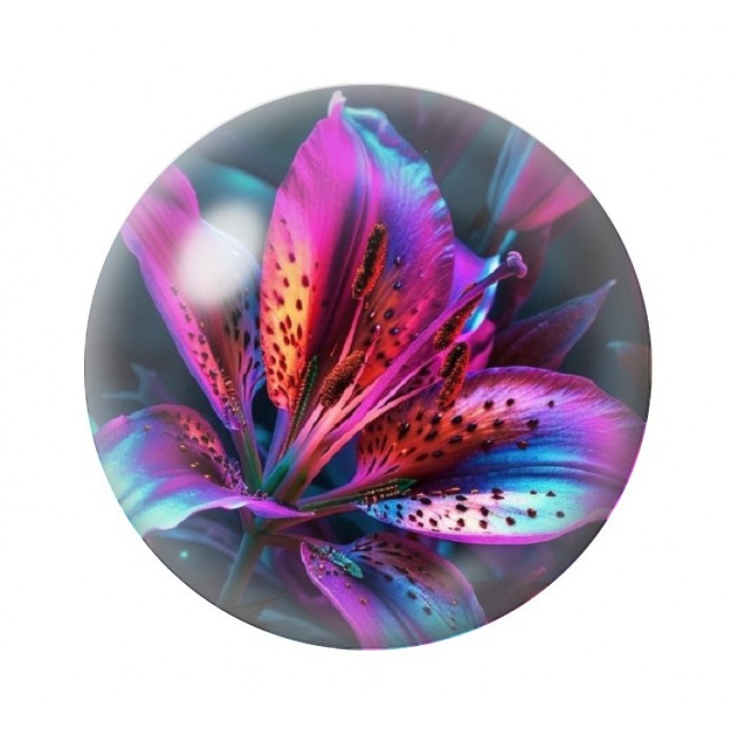 Cabochon en Verre Illustré Fleurs 12 à 25mm
