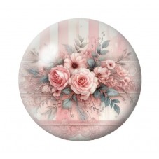 Cabochon en Verre Illustré Lys Rose et Bleu Néon 12 à 25mm