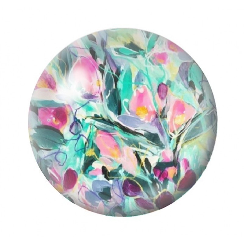 Cabochon en Verre Illustré Fleurs 12 à 25mm